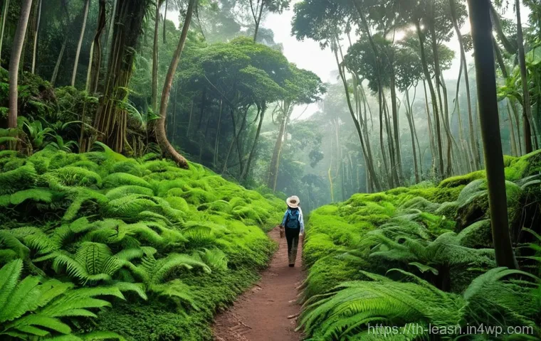 신체 활동과 야외 교육의 상관관계 - **Prompt 1: Serene Nature Exploration in Khao Yai**
"A solo female hiker, mid-20s, with a small ...