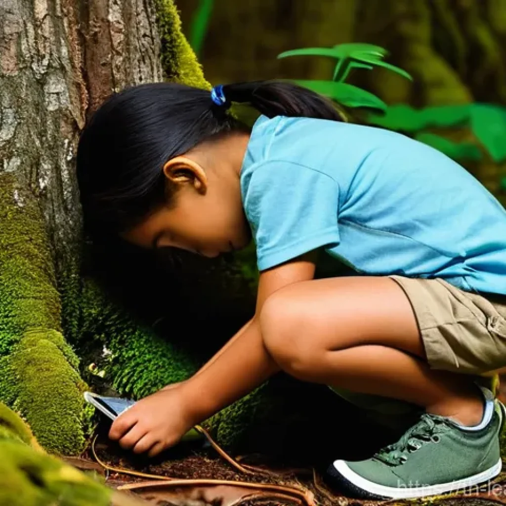 야외 교육 프로그램의 연속성 유지 방법 - **Prompt for Nature Observation:**
"A curious 8-year-old girl of Southeast Asian descent, wearin...